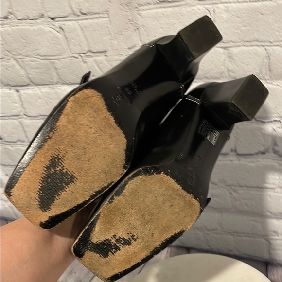 Via Spiga Black Leather Square Toe Mary Jane Heels Sz 7.5 - Picture 5 of 7